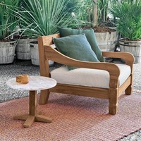 Canapé d'extérieur de style marocain en teck pour cour, combinaison de fauteuils de jardin pour villa, fauteuil de massage, canapé en cuir