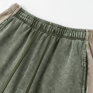 Logo personnalisé OEM Short de sport en coton ourlet fendu, short de fitness et de course à pied lavé à l'acide avec cordon de serrage pour hommes - Product Image 1