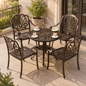 Ready to Ship Modern Outdoor Cast Aluminum <strong>Table</strong> <strong>and</strong> <strong>Chairs</strong> <strong>Set</strong> for Balcony Terrace Villa Garden Patio Furniture - Product Image 2