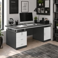 Escritorio Ejecutivo para Computadora con Cajones y Gabinete Integrados, Estación de Trabajo Moderna para Oficina con Gestión de Cables para el Hogar y la Oficina