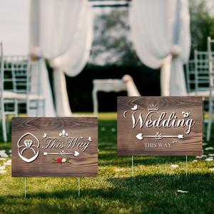 New Country Style <b>Wooden</b> Courtyard Wedding Sign with Directional Arrow Cross-<b>Border</b> Outdoor Wedding Signs - Product Image 6