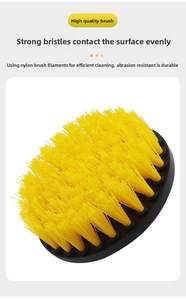 Juego de accesorios de cepillo de taladro eléctrico de 3 piezas <span class=keywords><strong>Kit</strong></span> de fregador eléctrico de nailon amarillo para limpieza de automóviles, baños, alfombras, piscinas y más - Product Image 6