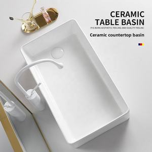 Lavabo Cuadrado de Cerámica de Diseño Moderno con Drenaje Lateral, para Uso <span class=keywords><strong>en</strong></span> Balcón o Lavadora, con <span class=keywords><strong>Boca</strong></span> Parcial Izquierda/Derecha, Accesorio para el Hogar - Product Image 5