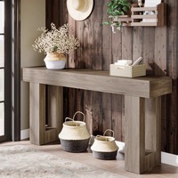Table console longue style farmhouse pour salon, derrière le canapé et entrée, table de canapé en bois