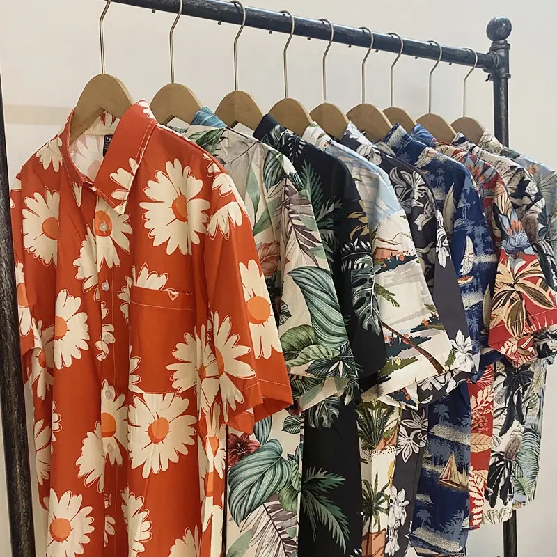 Lanwo Bulk Summer Bulk Button Down Shirts Men Fashion Short Sleeve Printing Hawaiian Sublimation Graphic Oversized Men'S Shirts
