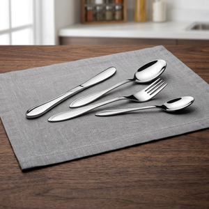 Juego de cubiertos de diseño Suzi, 4 piezas, cuchara de color plateado, tenedor, cuchillo, juego de vajilla elegante a precio mayorista - Product Image 1