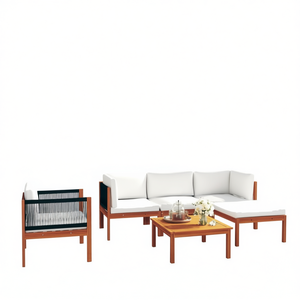 Ensemble de salon de jardin en bois d'acacia 4 places, mobilier d'extérieur au design contemporain, structure en bois massif - Product Image 1