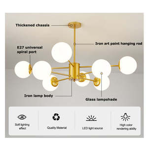 Lustres à bulles blanches suspendus Salon Luminaires boule de verre modernes nordiques Lampes suspendues - Product Image 4