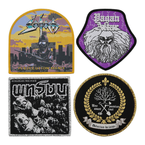 Parche de mochila con apliques cosidos tejidos personalizados, <span class=keywords><strong>Death</strong></span> Doom Sludge Stoner, tela de música gótica, Material principal para chaqueta de sombrero - Product Image 3