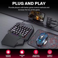 T-WOLF Clavier et Souris Gaming Rétroéclairés RGB une Main Mini Pack Connecté USB Nouveau Stock Arrivage pour Téléphone et Ordinateur