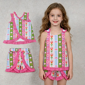 Conjuntos de Ropa para Niñas RTS, Ropa Infantil de Verano con Flores, Conjuntos Casuales con Volantes y Shorts, Venta al Por Mayor, Boutique de Ropa para Bebés - Product Image 5