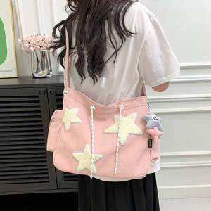 New <b>Large</b> Capacity Embroidered Underarm Shoulder Bag Soft Striped Velvet Women's Crossbody Bag - Product Image 1