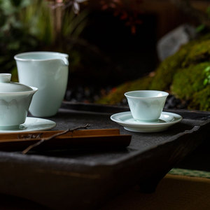 <b>Ceramic</b> Celadon Tea Saucer Round Yingqing Foot <b>Ring</b> Coaster For Kung Fu Tea Set Household Use - Product Image 3