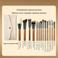 Ensemble de 14 pinceaux de maquillage en laine douce, poils de chèvre de qualité supérieure, pour le visage et les yeux, avec étui portable, outils cosmétiques, vente chaude