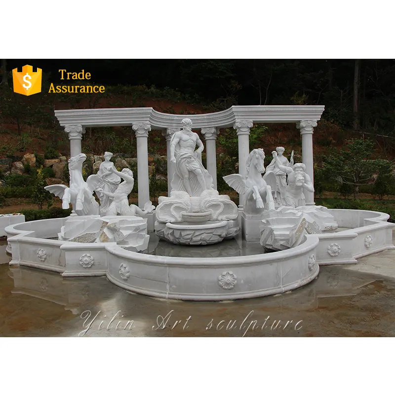 Marble Water Fountain Outdoor Beautiful Stone Water Fountains With Lions And Baby For Sale