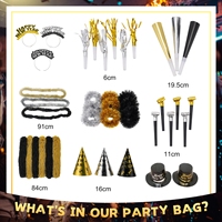 Kit de Faveurs de Fête « Tycoon d'Or » avec Chapeaux Coniques et Lunettes, Kit d'Accessoires de Costume de Milliardaire DIY pour le Réveillon du Nouvel An