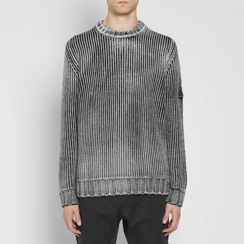 FYB कस्टम 100% ऊन क्रू गर्दन पुरुषों बुनना स्वेटर विशेष रंगे जंग विंटेज एसिड धोने स्वेटर डिजाइनर व्यथित स्वेटर