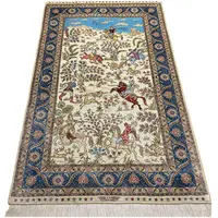 Yuxiang Новинка 3x5 футов Высокое качество синие и бежевые Цветочные люди Охота животные сценический персидский шелковый ковер ручной работы