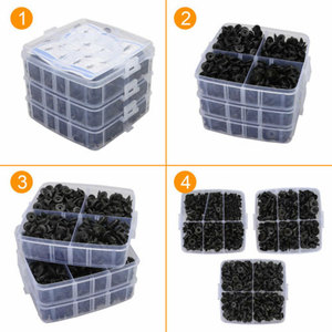 Kit de réparation de pare-chocs de voiture, 625 pièces, attaches, boulons d'expansion, clips, boîte de rangement en plastique pour réparation de carrosserie automobile - Product Image 2