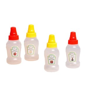 Mini Bouteille Portable Mignonne en Plastique Alimentaire pour Sauce, Bouteilles de Ketchup et Vinaigrette à Visser avec Bouchon, Boîte en Plastique - Product Image 4