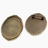 Broche Vintage 30x40mm, taille intérieure, plateaux de lunette vierge, Antique plaqué argent Bronze noir, broche de bricolage, réglage de Base
