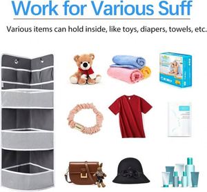 Organisateur suspendu pour chambre de bébé et panier à couches non tissé, sac de rangement suspendu pour porte ou coin, boîte de rangement - Product Image 3