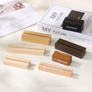Manufacturer's postcard base, desktop creative card holder, calendar <b>rack</b>, business card desktop ornament, beech wood solid - Product Image 2