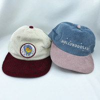 Groothandel Corduroy 6-Panel Snapback Cap Ongestructureerd Laag Profiel Bloemen Tropisch Patroon Polyester Hoeden Buiten Reizen Straat