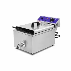 automatic 6L Oil Capacity Single Stainless Steel Industrial Deep Fryer Countertop Chicken Frying French Fries Machine