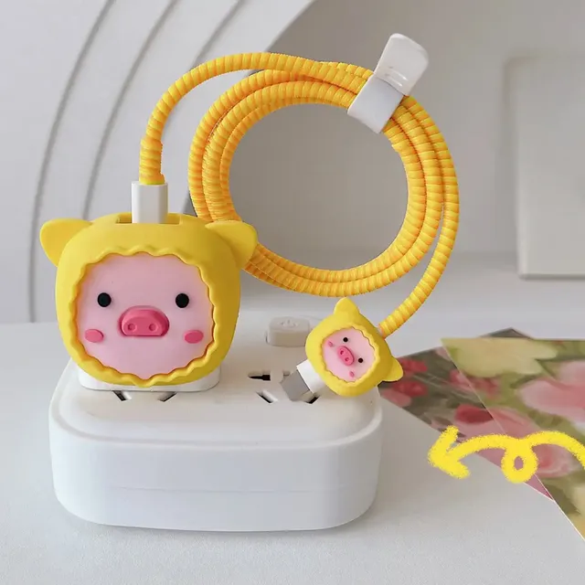 3D Cute Cartoon Fast Charger Protector 18W 20W for IPhone Charging Cable Head Cover Accessory Charge Cable Protector