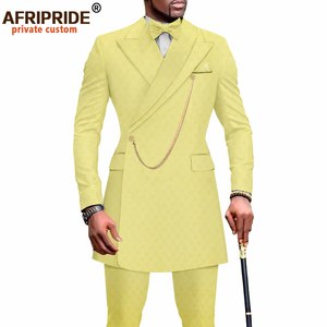 Ensemble <span class=keywords><strong>Homme</strong></span> Costume Slim Blazer et Pantalon 2 Pièces <span class=keywords><strong>Tenue</strong></span> Dashiki avec Nœud Papillon Chaîne Foulard Vêtements Africains <span class=keywords><strong>Mariage</strong></span> - Product Image 5