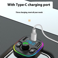 G47 New Car FM Transmitter MP3 Player Car Bluetooth Music 3USB Car Charger LED Ambient Lights
