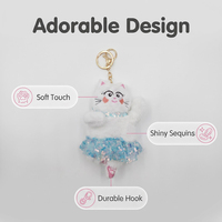 Porte-clés en peluche chat ballerine Kawaii, chaton dansant avec robe tutu à paillettes, breloque de sac mignonne et douce pour filles, cadeau de danse