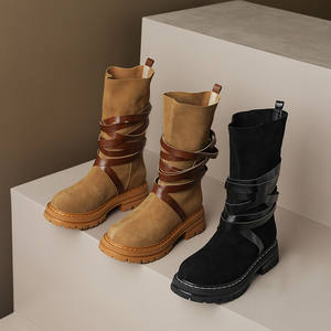 Cialisa – bottines d'hiver à talons épais en daim pour femme, chaussures à semelle plate, noir Caramel, taille <span class=keywords><strong>42</strong></span>, nouvelle collection - Product Image 5