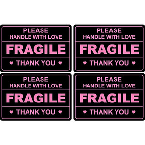 Tùy Chỉnh Màu Đen Màu Hồng Dễ vỡ Sticker Tự Dính Dễ vỡ Xử Lý Với Tình Yêu Nhãn Cho Vận Chuyển Hộp Túi Phong Bì - Product Image 5