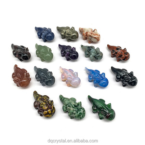 Venta al por mayor piedra natural tallada <span class=keywords><strong>Salamandre</strong></span> cuarzo rosa obsidiana cristal artesanía Axolot Mini lagarto para dar regalos - Product Image 2