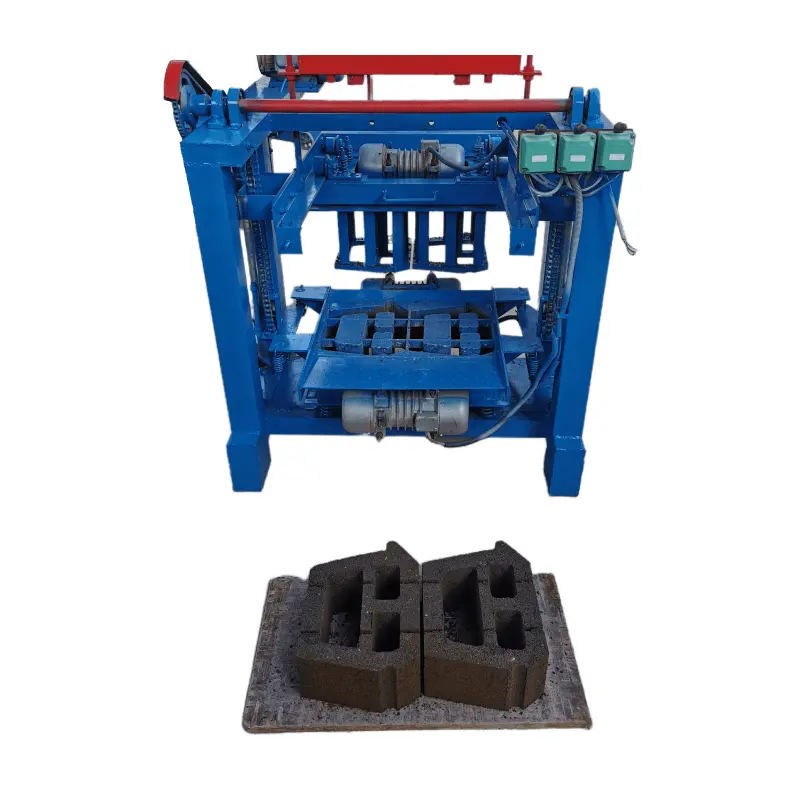 small manufacturing machines to work at home KM4-35 Semi-automatic concrete block machine Producing retaining wall blocks