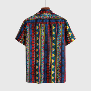 Nuovo arrivo ultimo Design all'ingrosso stile India estate <span class=keywords><strong>fantasia</strong></span> Button Down hawaiana stampata a manica corta Casual da uomo - Product Image 2