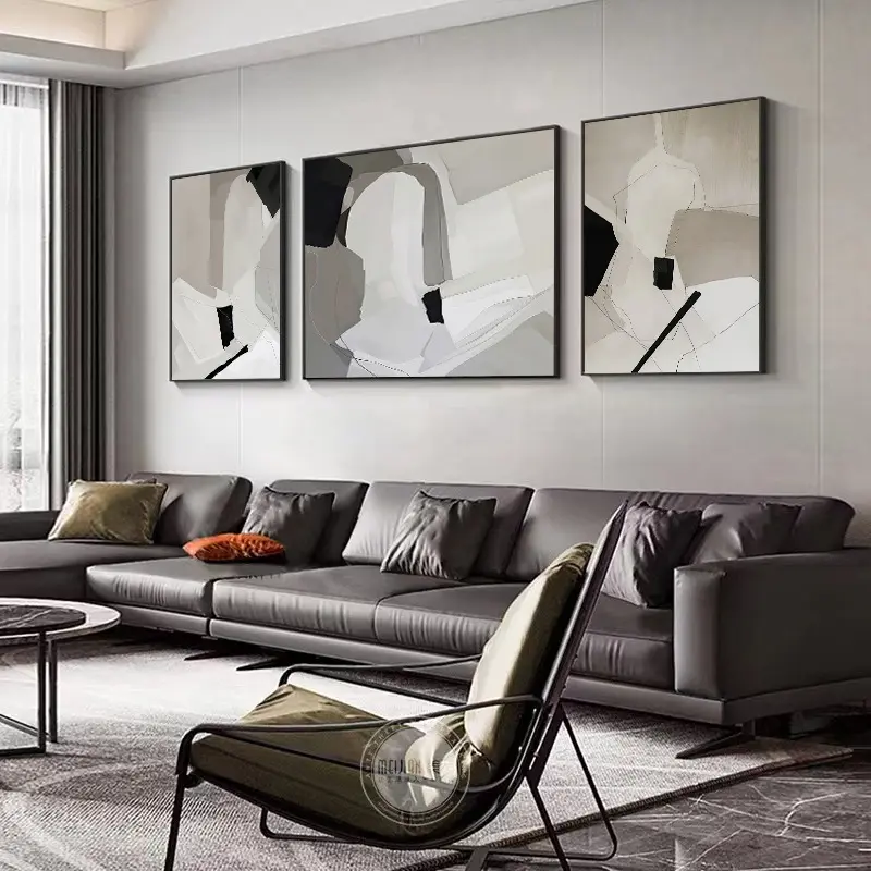 Tela astratta moderna in stile semplice in bianco e nero grigio wall art pittura soggiorno decorativo wall art hanging picture