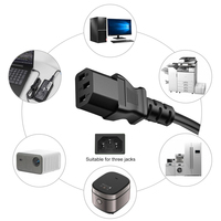Cordon d'alimentation AC certifié IRAM Argentine H05VV-F 3G0.75-1.5mm² vers connecteur IEC personnalisable noir pour appareils électroménagers