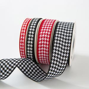 Ruban imprimé à motif pied-de-poule bicolore 100 % polyester écologique avec feuille d'argent – Accessoire pour cheveux DIY style nœud, 10 yards, double face - Product Image 5