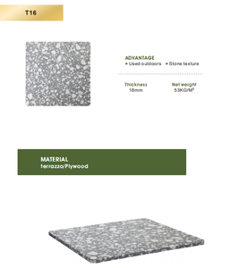 Table de terrasse commerciale extérieure en terrazzo - Plateau de 18 mm d'épaisseur, texture pierre, base en contreplaqué, durable et résistante à l'eau - Product Image 1