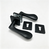 Poignée de porte en alliage d'aluminium noir, moderne et minimaliste, serrure de porte intérieure pour chambre à coucher, serrure de porte silencieuse pour la maison
