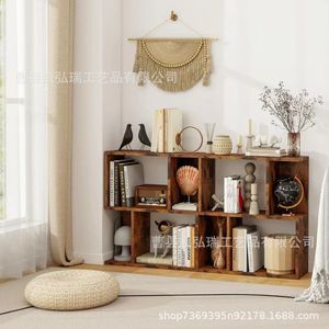 Home wooden multi-layer <b>shelf</b>, <b>desktop</b> book rack, solid wood home office decoration living room display rack - Product Image 2