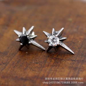 yunnique <b>Stud</b> <b>Earrings</b> Star Shape Claw <b>Set</b> Zircon <b>Silver</b> Tone For Men Women Gift Fashion Jewelry - Product Image 3