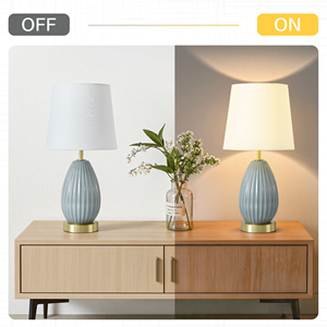 <b>Table</b> <b>Lamp</b> Set Of 2 18 Inch Ceramic <b>Base</b> With E26 Socket For Bedroom Living Room Nightstand - Product Image 4