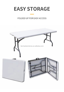 Tables et <span class=keywords><strong>chaises</strong></span> de fête pliantes réglables en plastique rectangulaires, portables, écologiques, pour rangement, utilisation en salle de sport et cuisine – Vente directe usine - Product Image 5