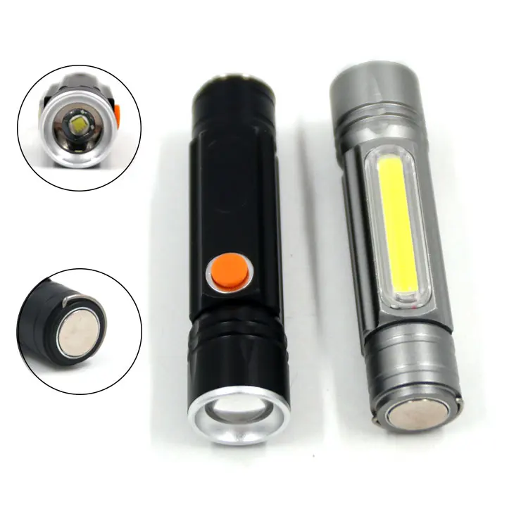 Mini zoomable magnetic Inspection Led Flash Light Torch 3W COB USB rechargeable flashlight lamp