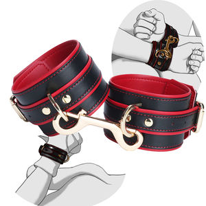 BDSM Starter biasa borgol kulit dua warna manset pergelangan kaki Set pengekangan pengikatan tubuh kulit serat mikro untuk permainan latihan Slave - Product Image 1