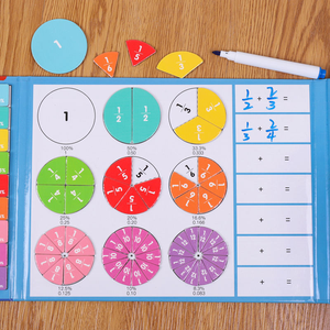 Jouet d'apprentissage de la <span class=keywords><strong>fraction</strong></span> Montessori Puzzle mathématique en bois pour enfants avec des cercles de <span class=keywords><strong>fraction</strong></span> colorés Jeu éducatif - Product Image 2